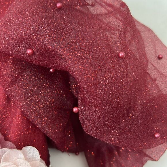 Pink Girls Couture Burgundy Glitter floral embellished Holiday Party Dress NWT 3 - Picture 9 of 15